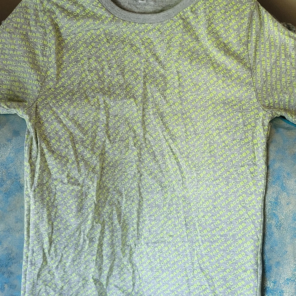 Marc Jacobs Lime and Gray Logo Tee